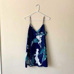 Boutique tropical leaves blue green boho sun dress cover up new